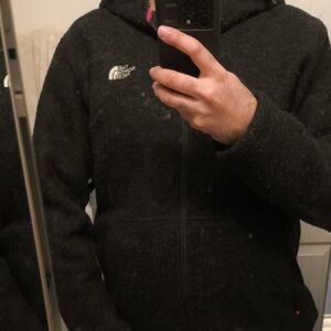 The North Face Black Wool Blend Jacket With Hood